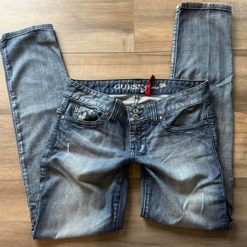 Vintage Guess Low Rise Jeans Sz 29 2000s Y2K Grunge Mall Core Faded Denim